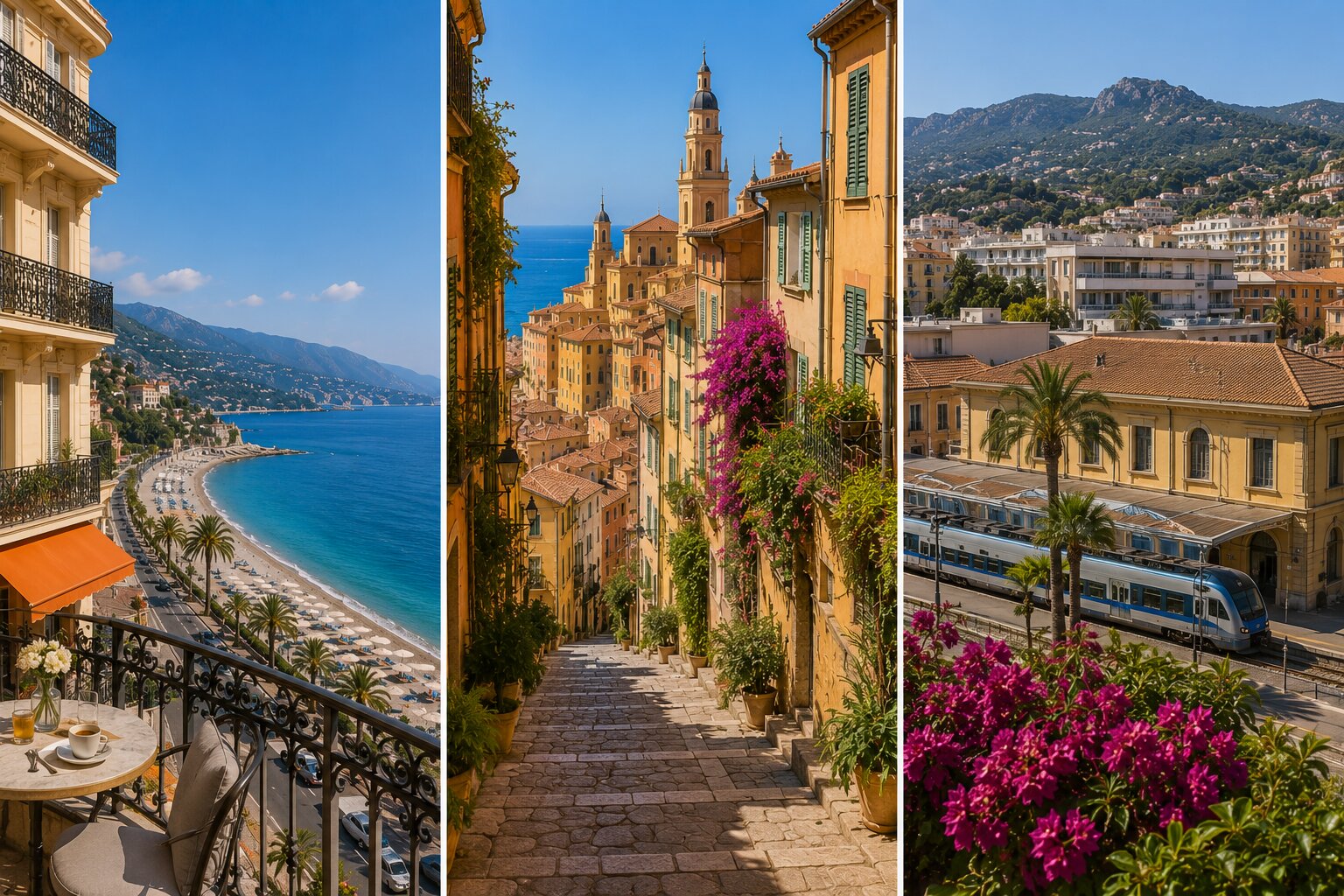 Illustration des quartiers ou loger a Menton