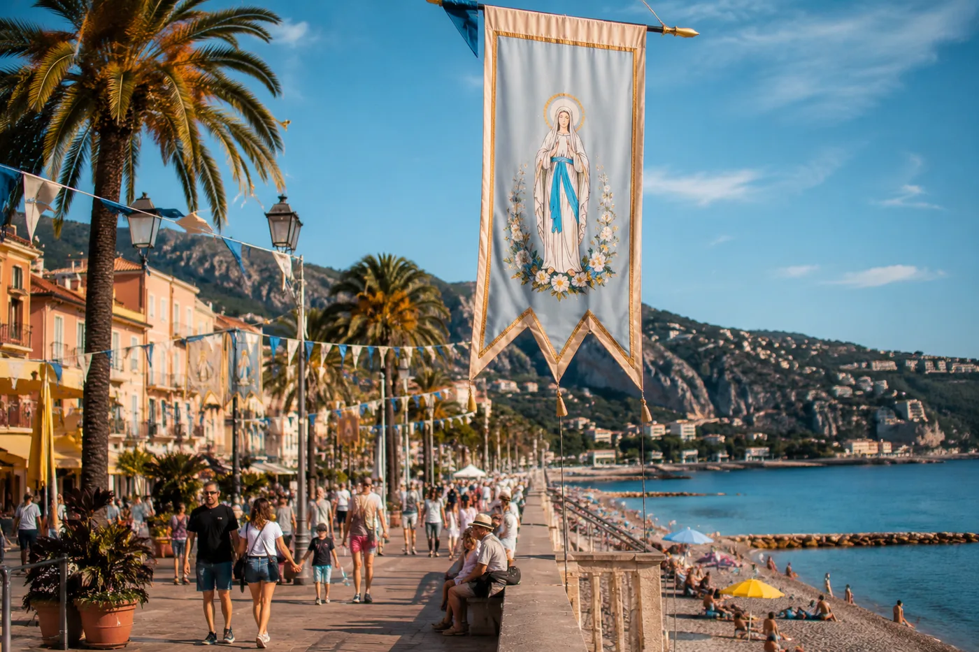 Project illustration for Assumption Day / 15 August on the Riviera