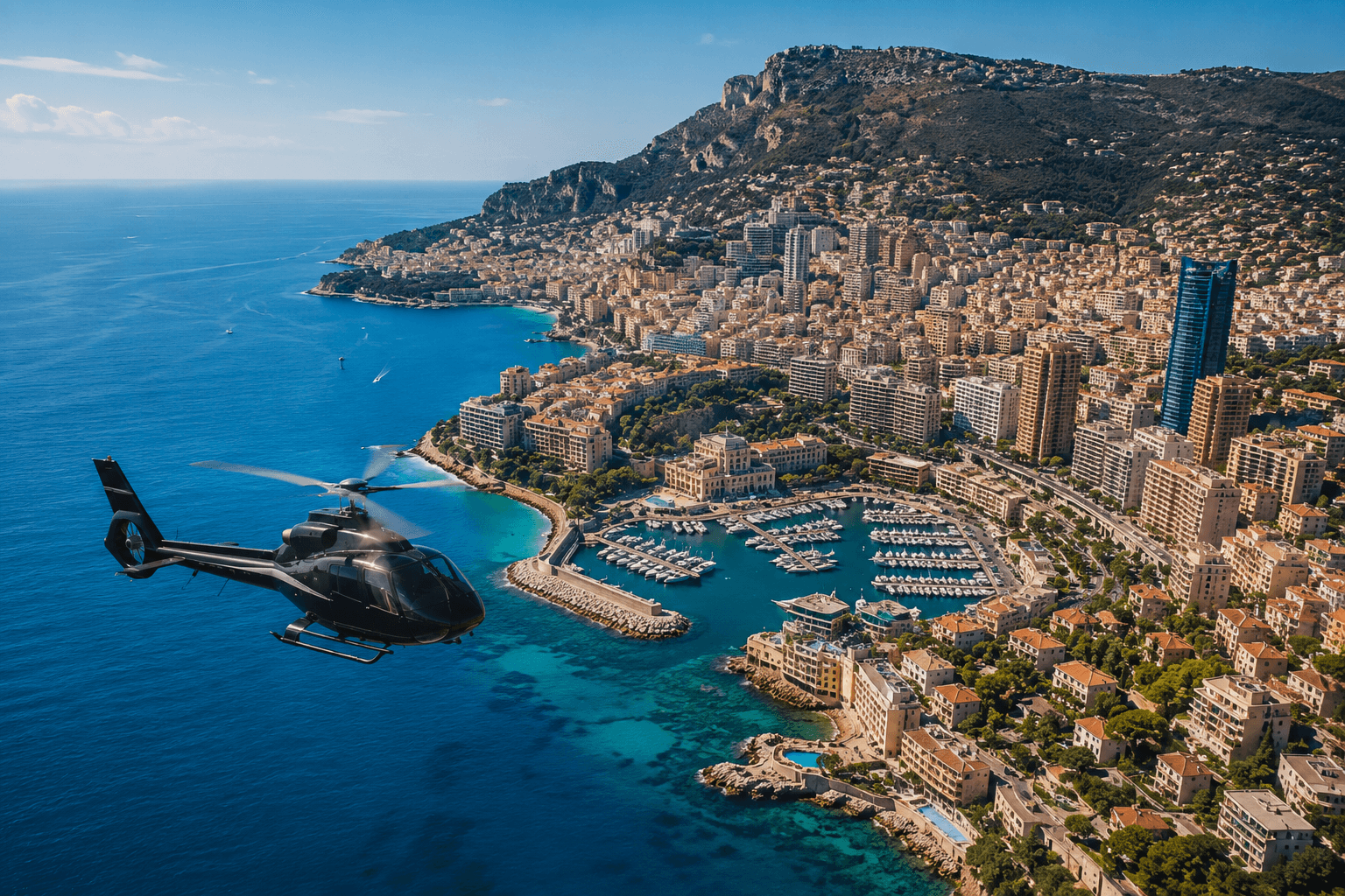Illustration for air adventures, helicopter flights and paragliding near Menton