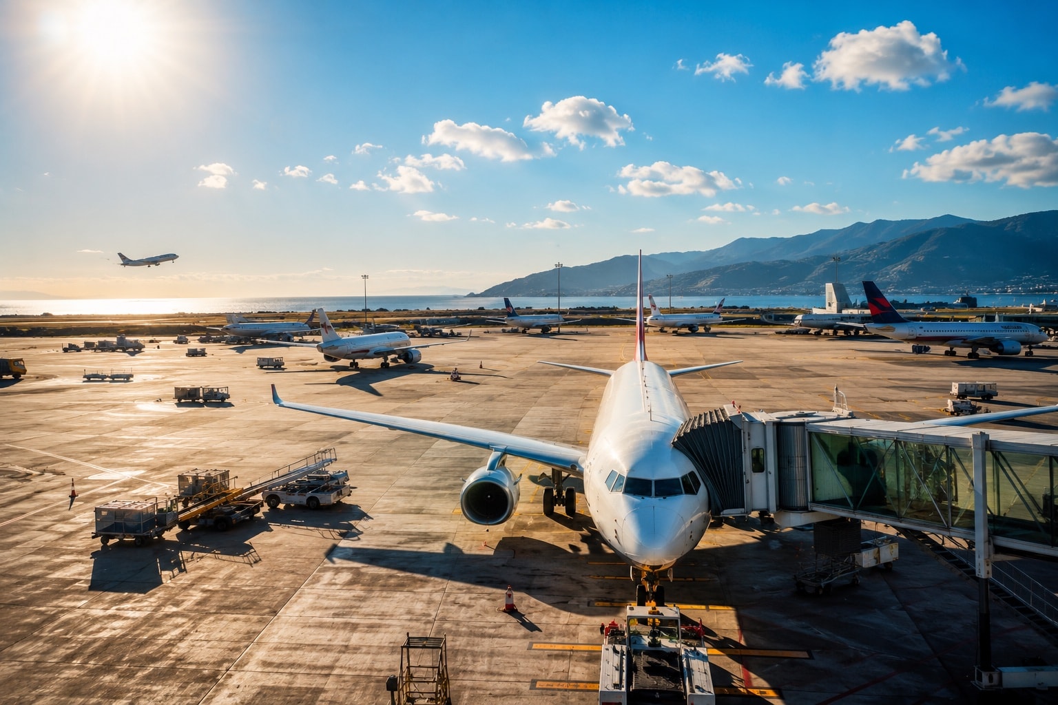 Illustration of an airport arrival for a Menton stay