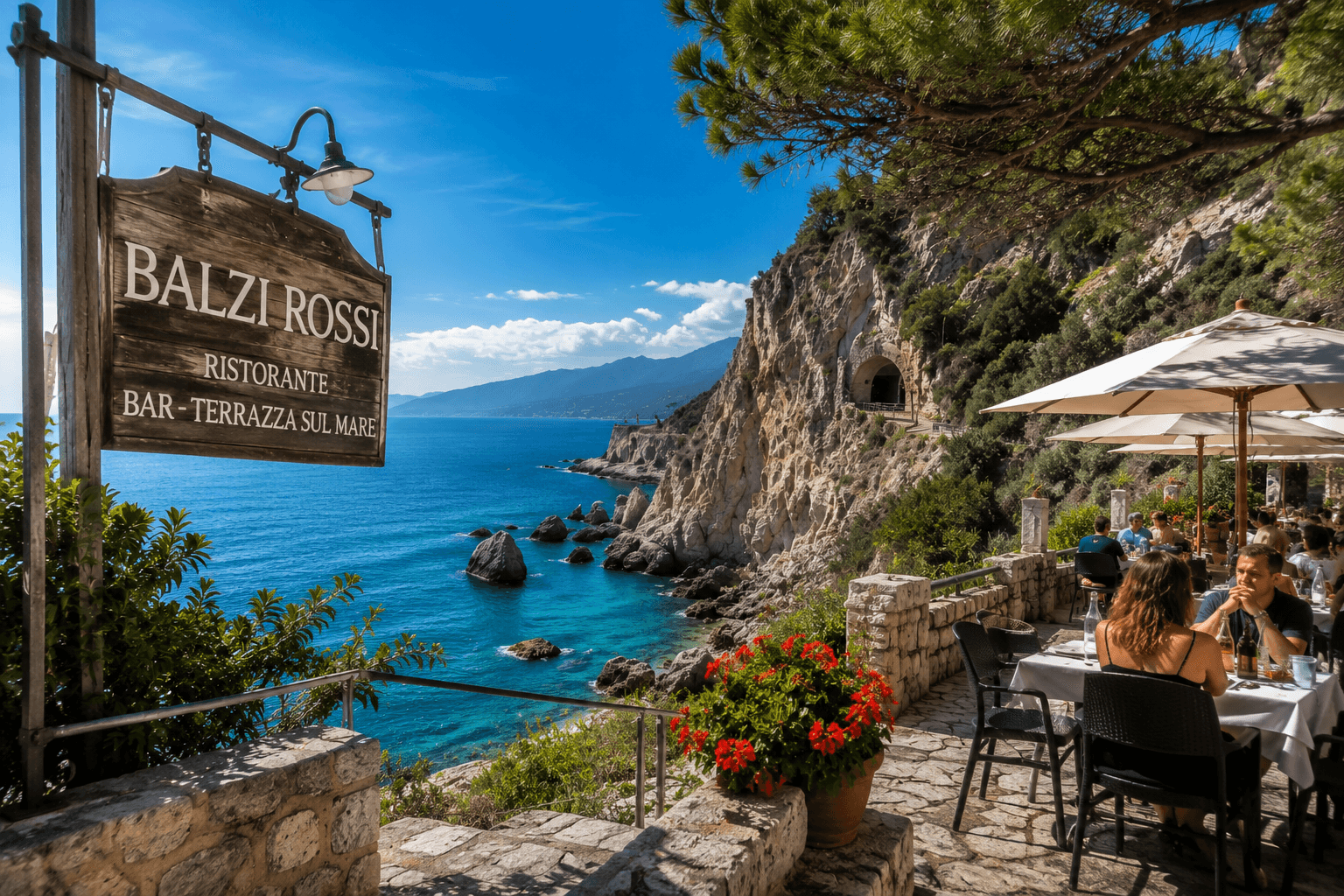 Illustrazione dell'area di Balzi Rossi vicino a Ventimiglia
