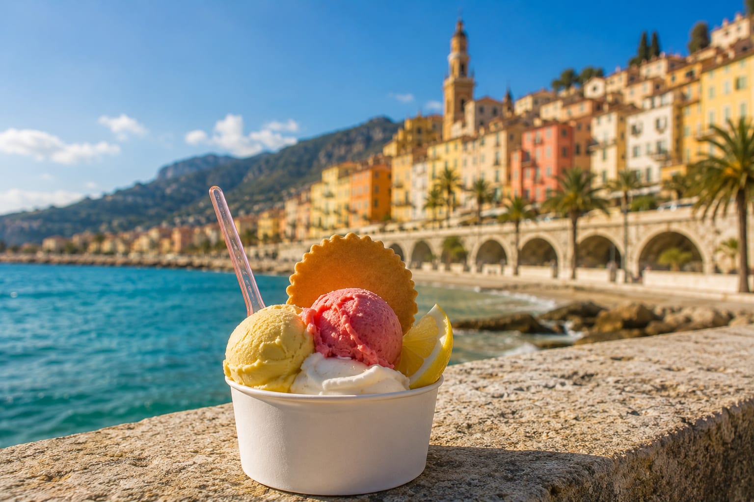 Illustration of ice cream and gelato in Menton