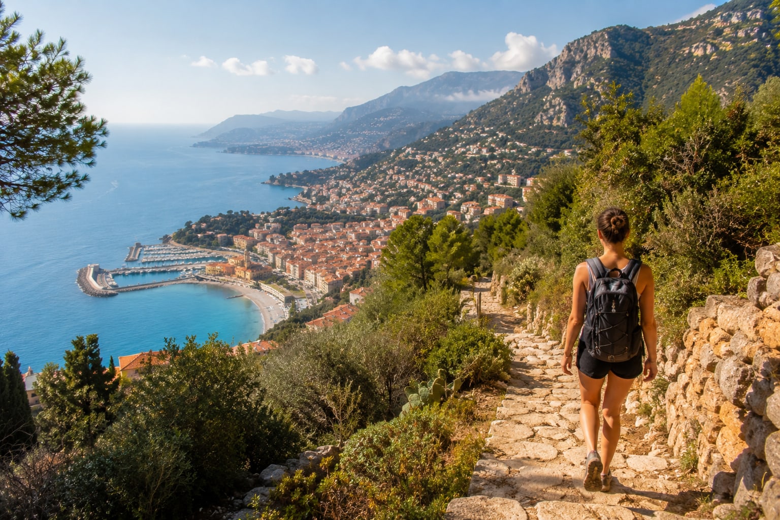 Illustration of coastal walks and hikes around Menton