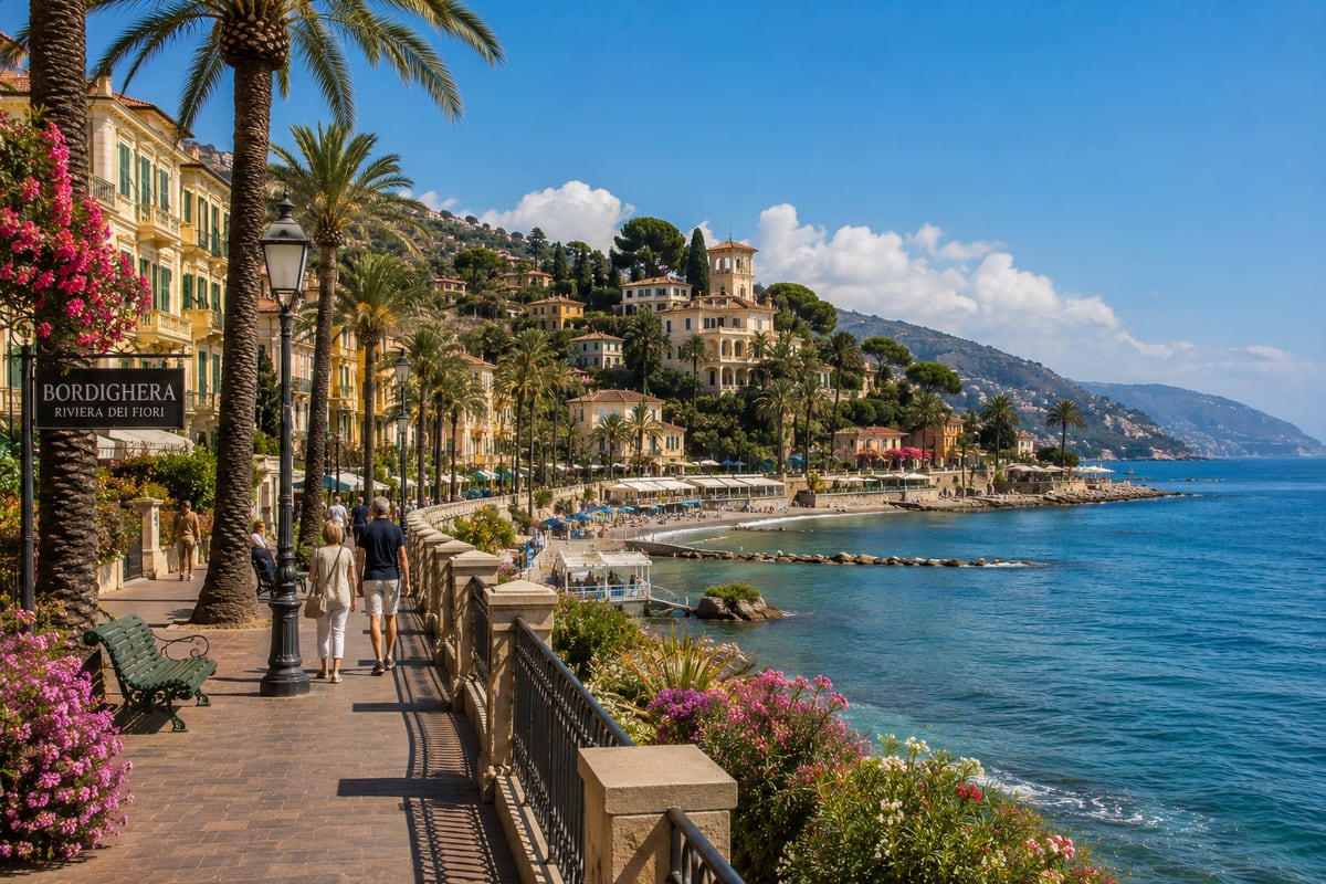 Illustration of Bordighera on the Italian Riviera