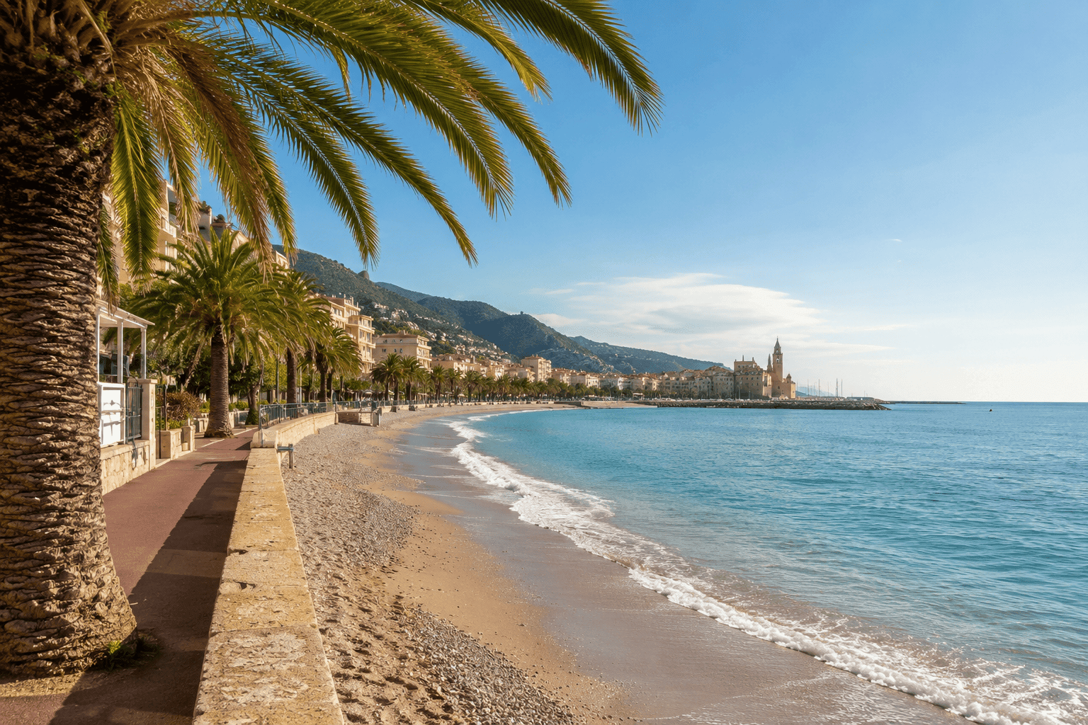 Illustration of the Borrigo beaches in Menton