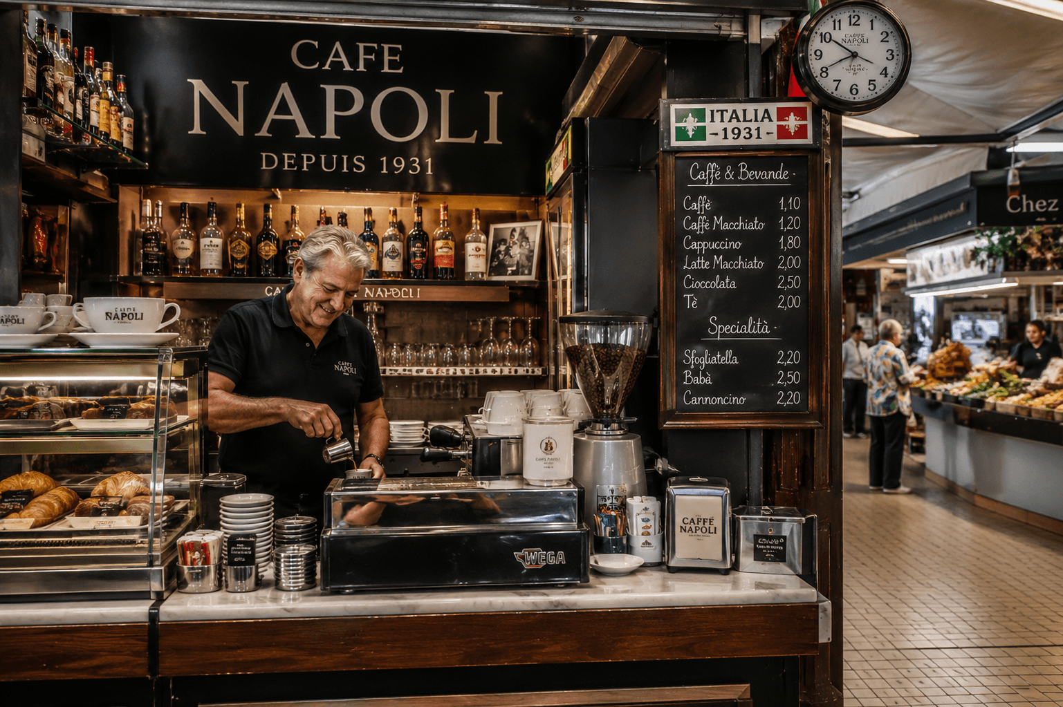 Café Napoli espresso bar in Menton