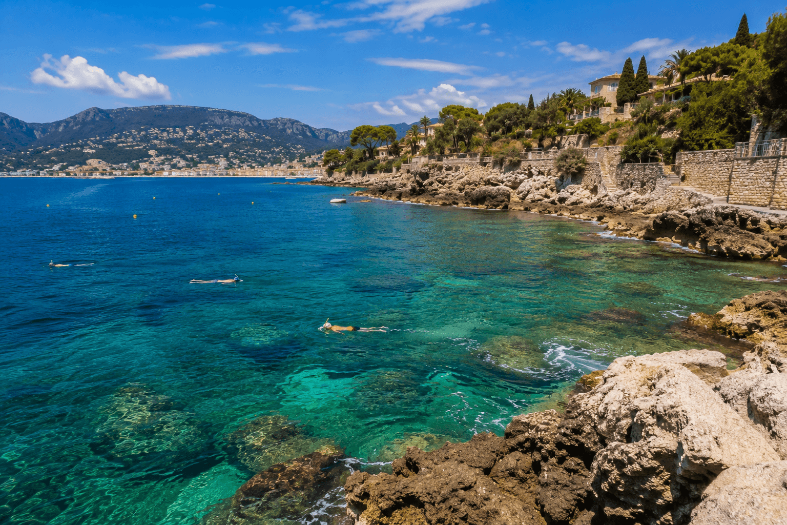 Illustration of Cap Martin snorkelling shoreline
