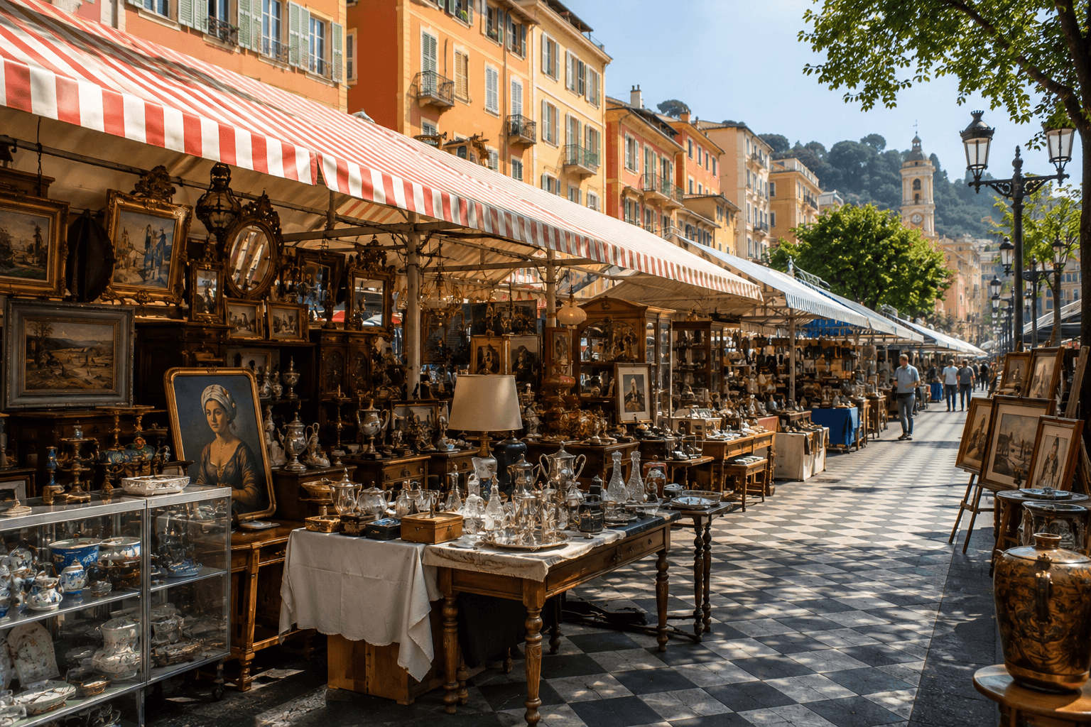 Illustration of Cours Saleya antiques in Nice