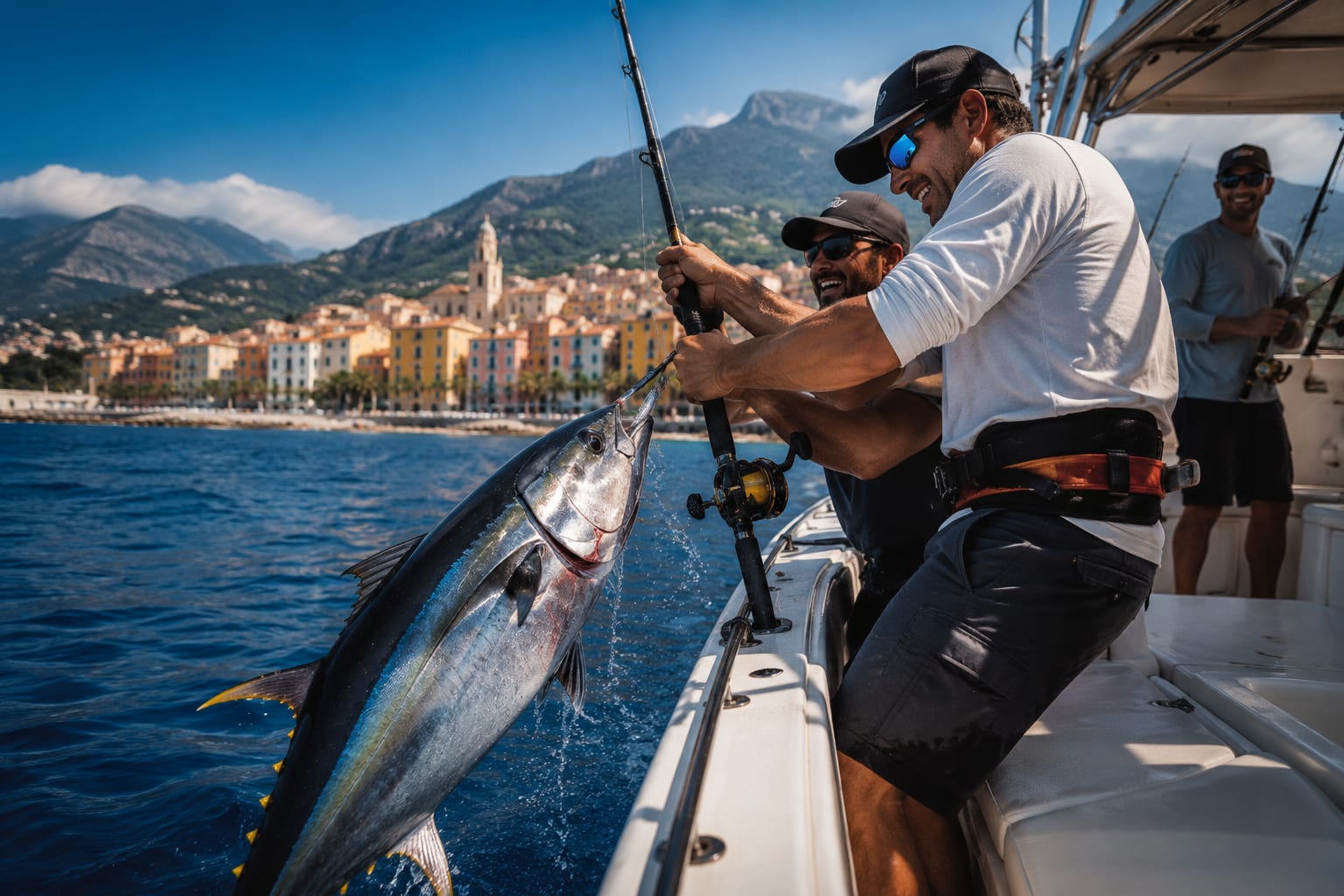 Illustration of recreational fishing on the Menton coast