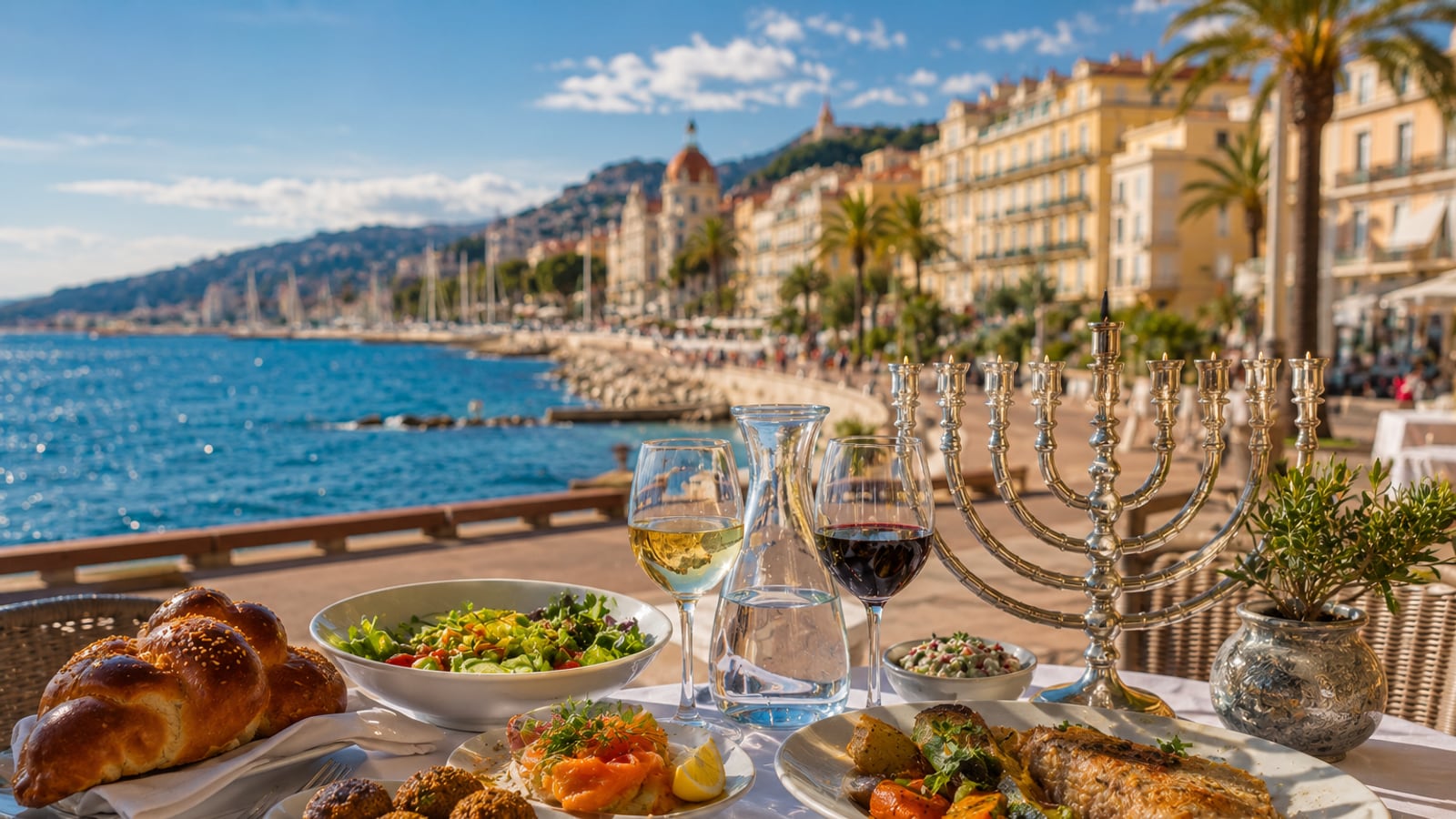 Illustration of kosher options on a Menton-Riviera planning route