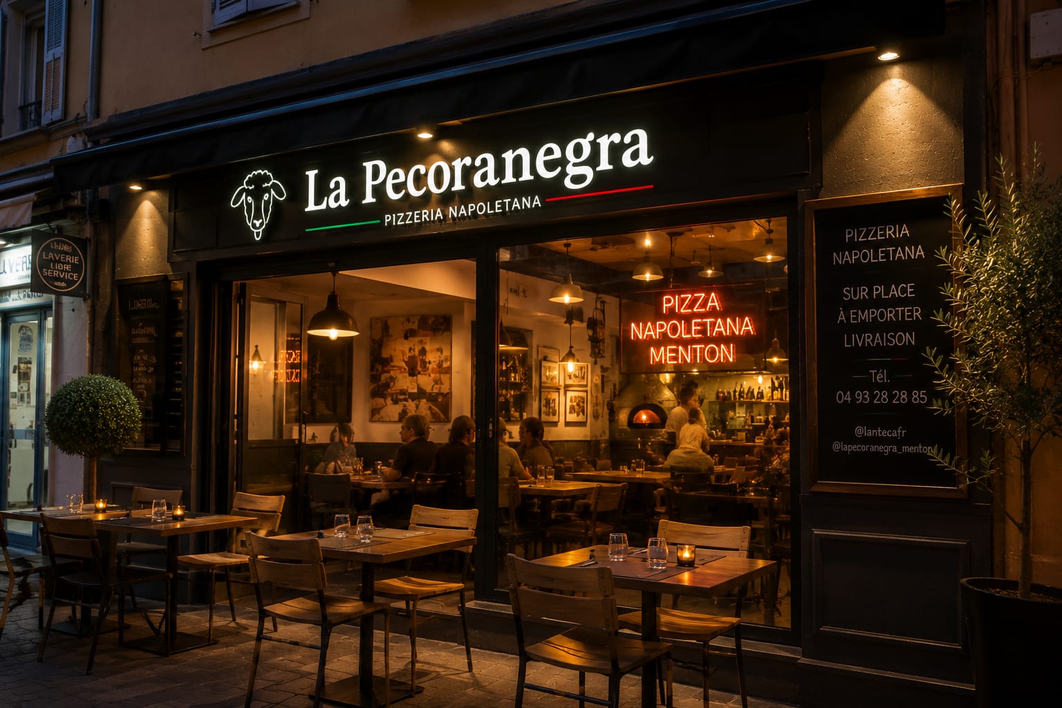 Illustration of La Pecoranegra pizzeria at Les Sablettes in Menton