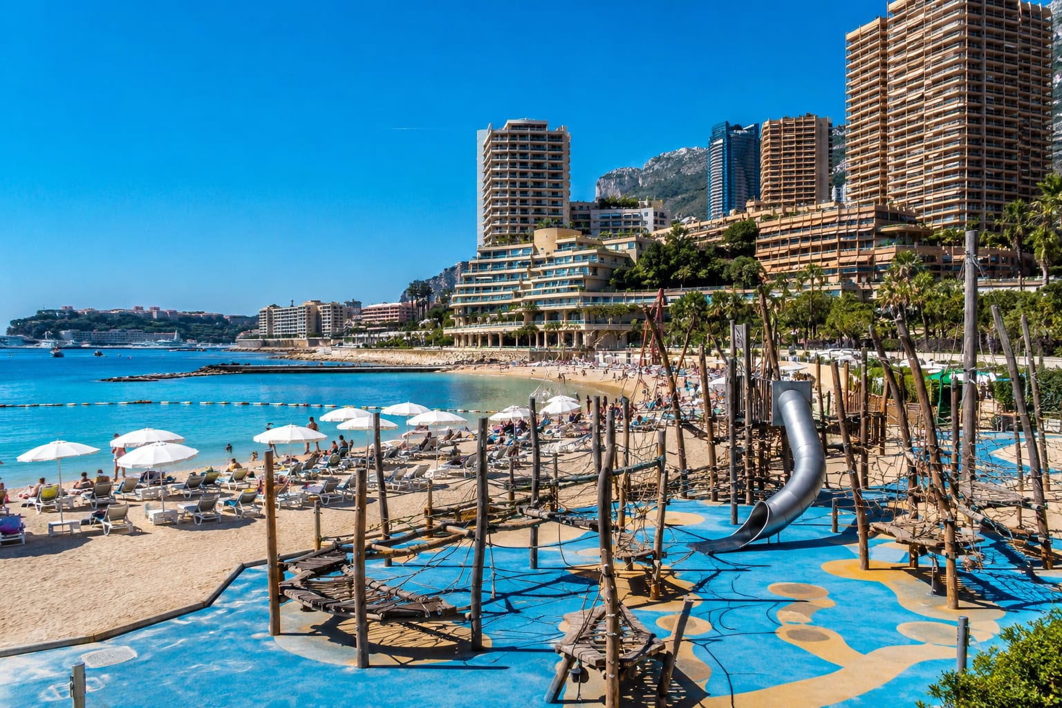 Illustration of Larvotto Beach Playground in Monaco