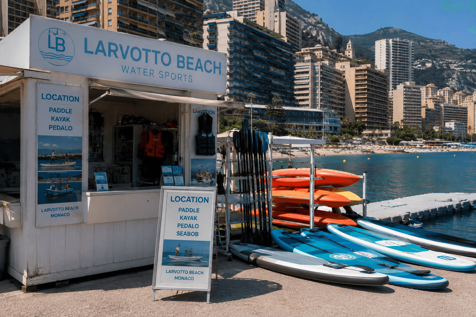 Illustration of Larvotto Beach water-sports operators