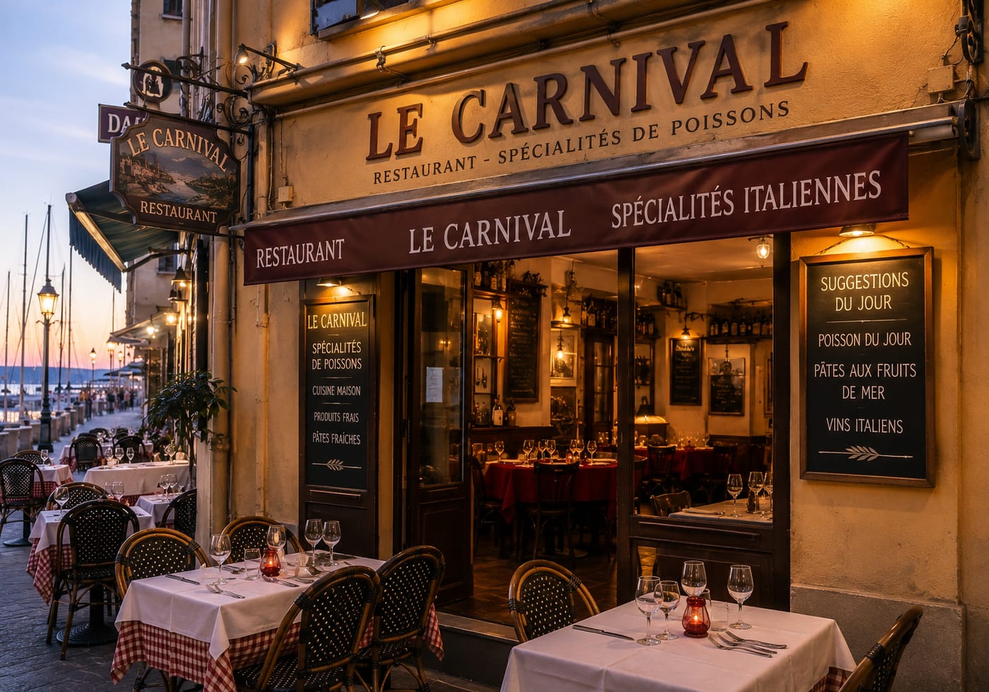 Illustration of Le Carnival restaurant near the market in Menton