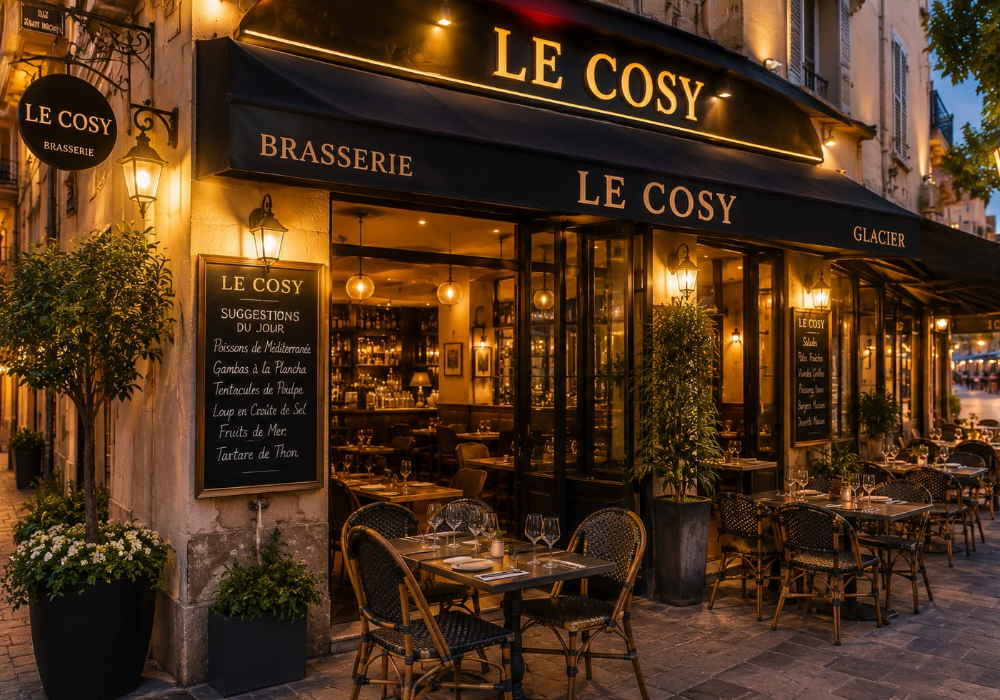 Illustration of Le Cosy brasserie in Menton