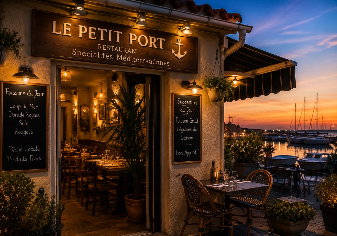 Illustration of Le Petit Port restaurant in Menton