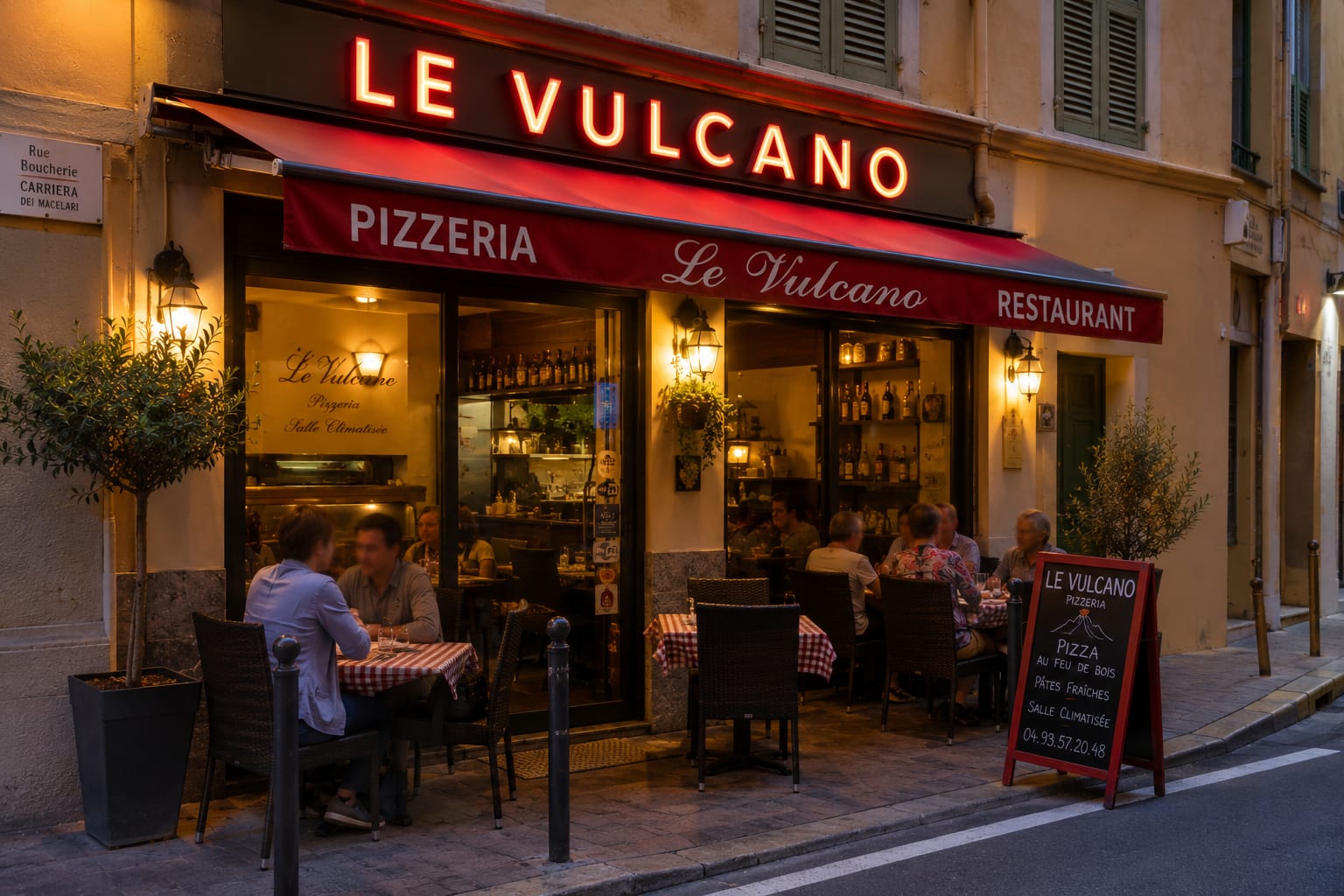 Illustration of Le Vulcano pizzeria in central Menton