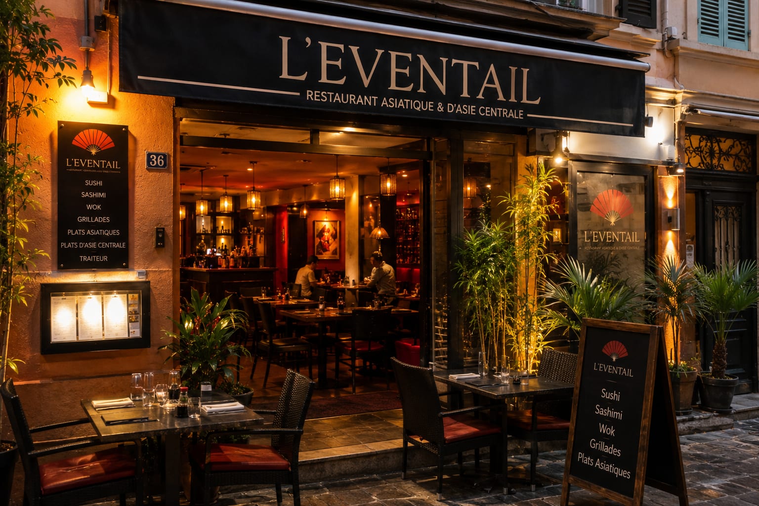 Illustration of L'Eventail restaurant in central Menton