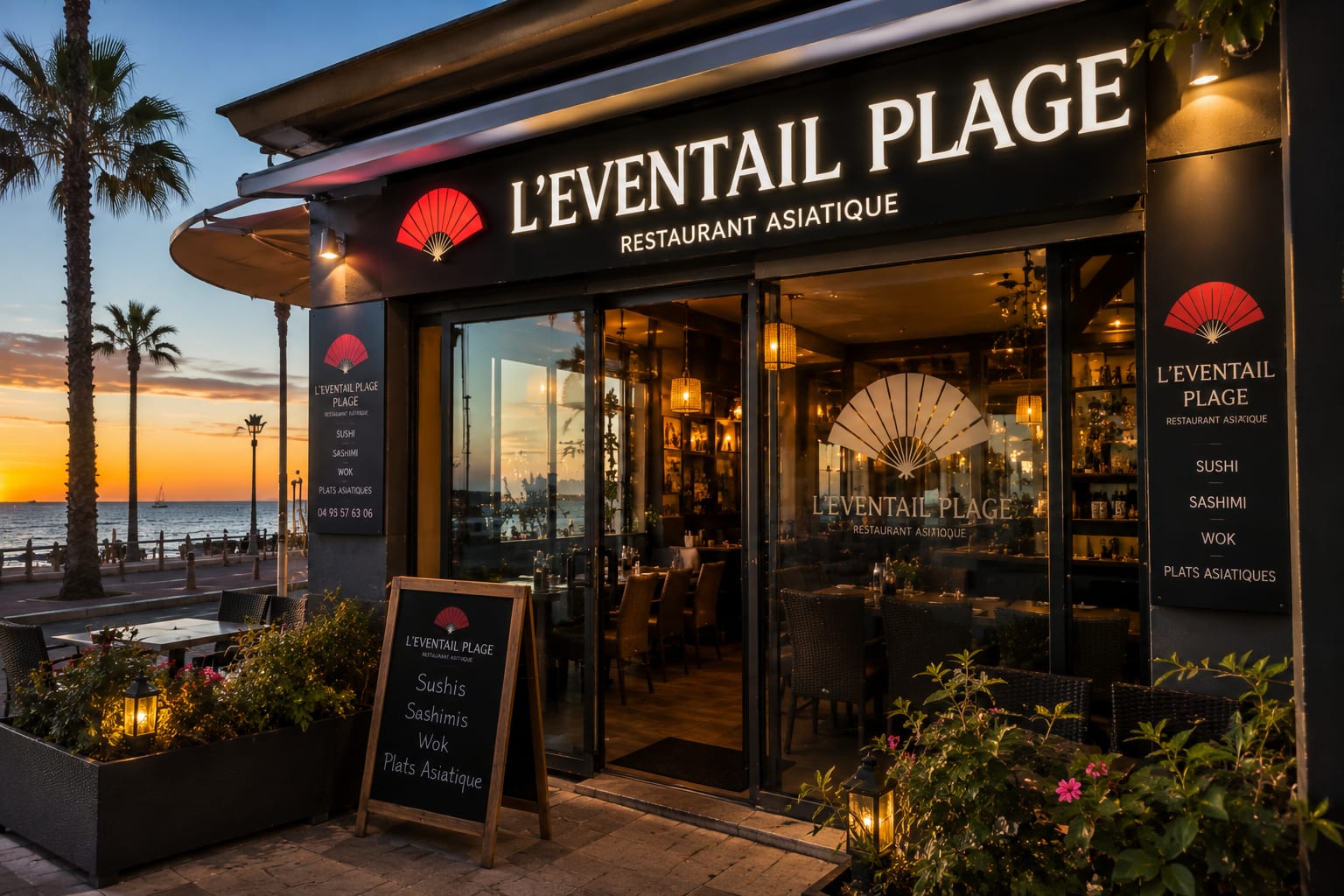 Illustration of L'Eventail Plage on the Menton seafront