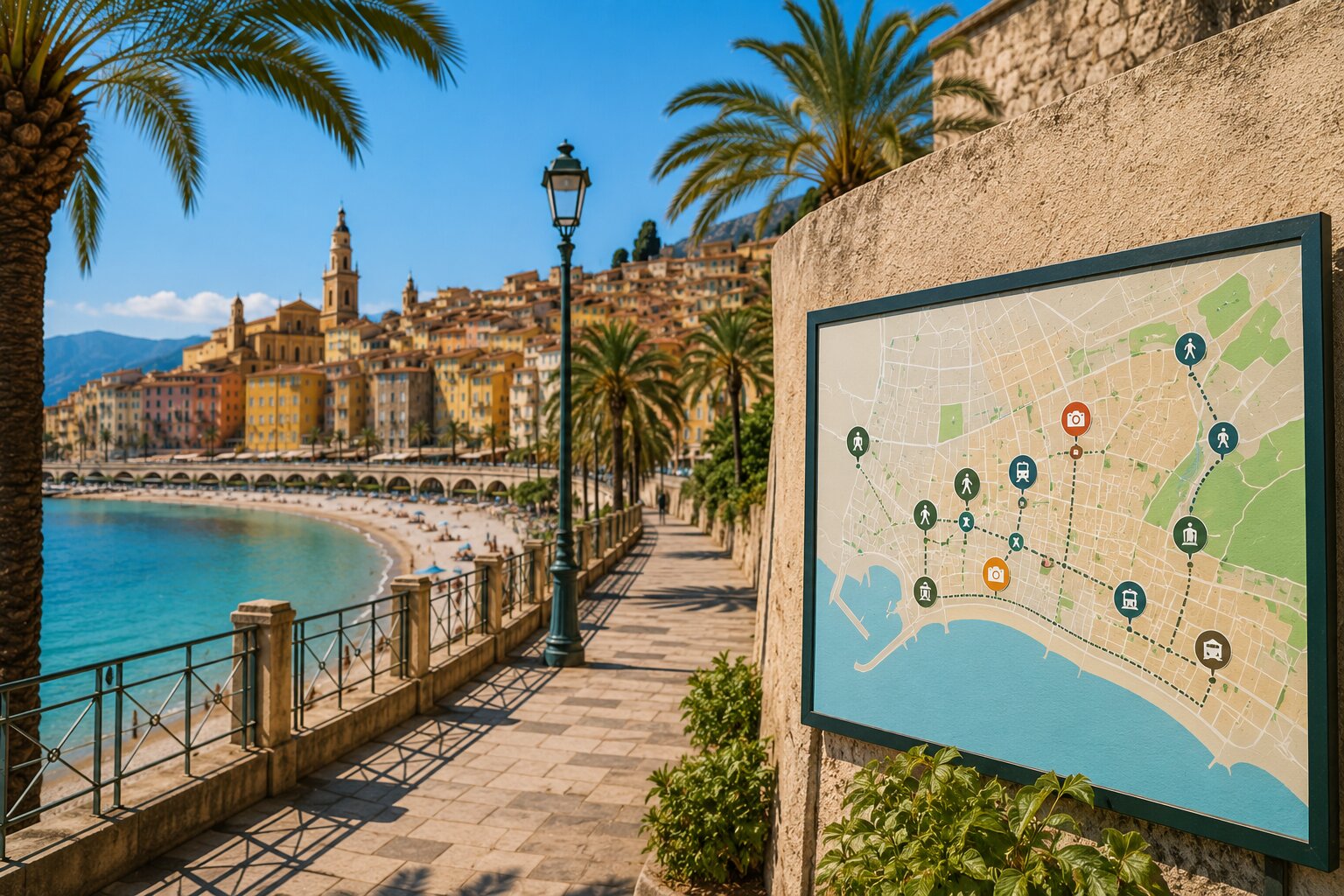 Illustration of walking around Menton without a car