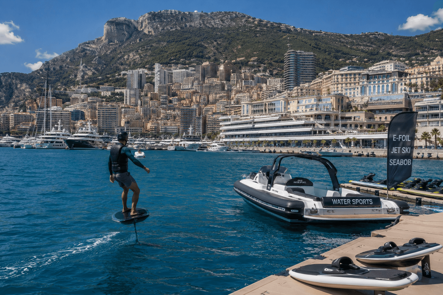 Illustration of Monaco water sports and e-foils