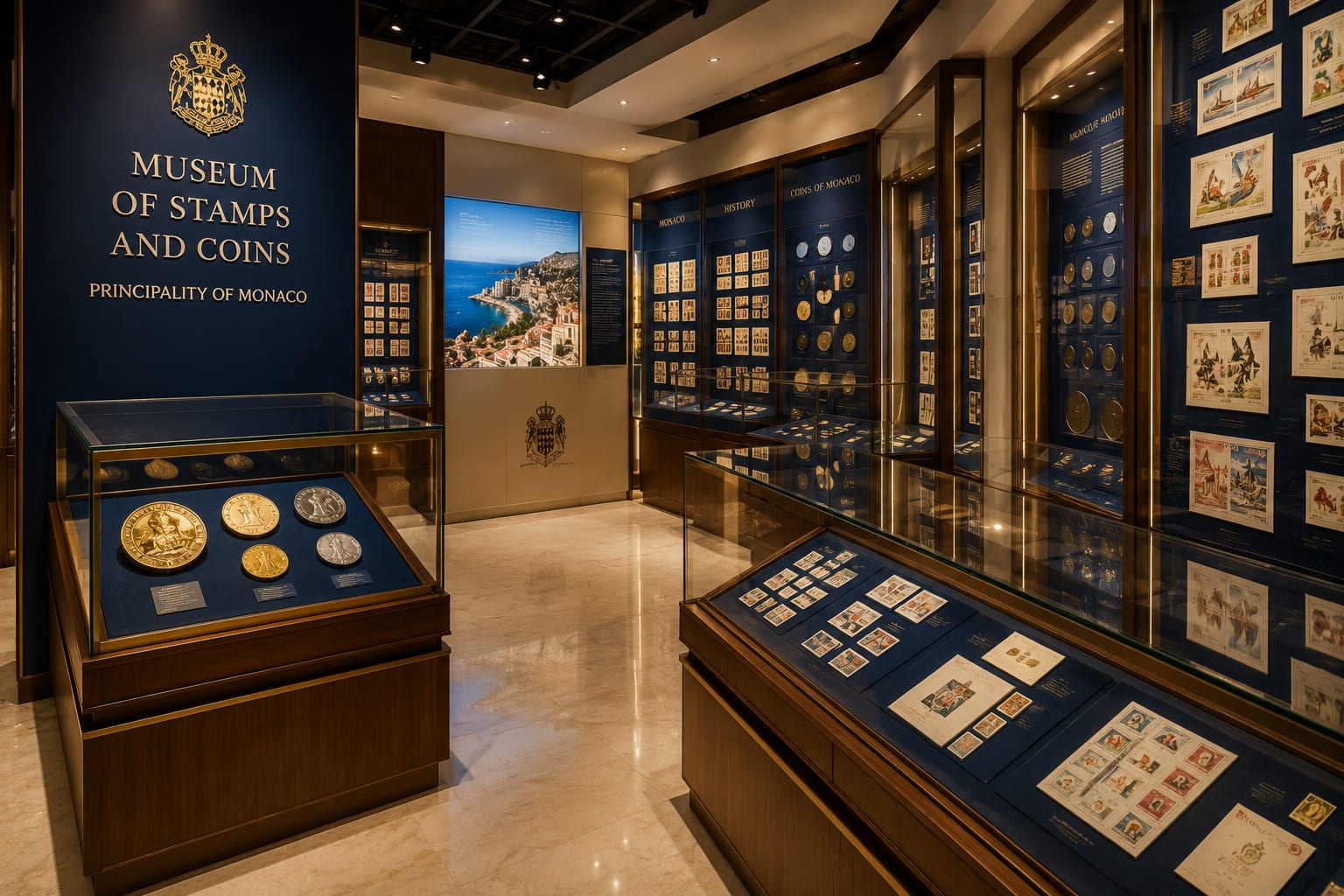 Illustration of the Museum of Stamps and Coins in Monaco