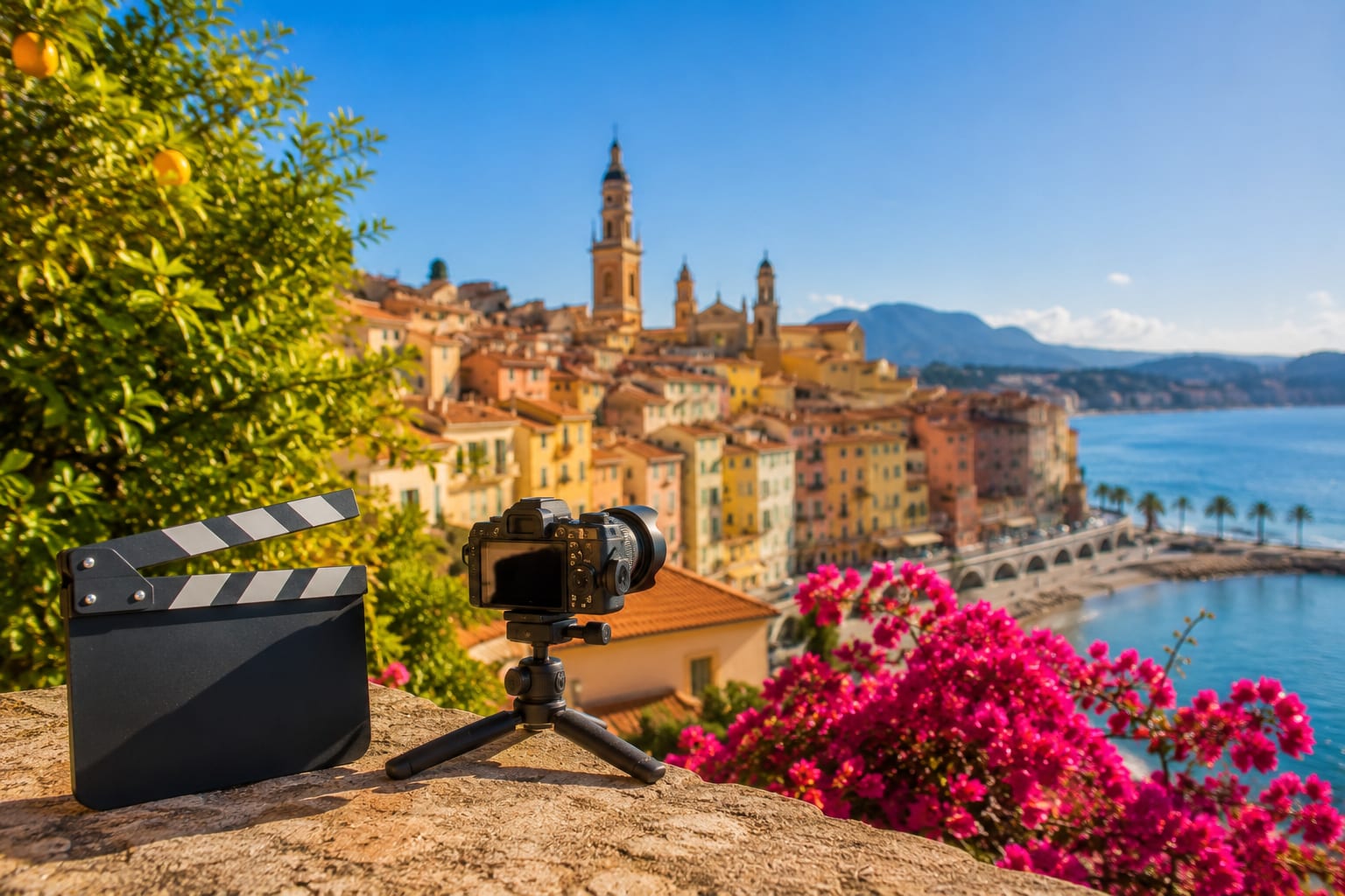 Illustration for music videos filmed in Menton
