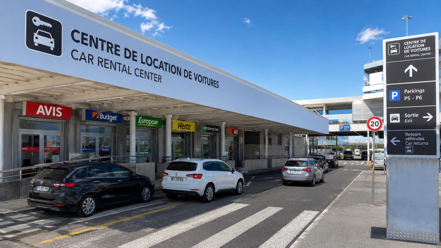 Illustration of the Nice Airport car rental centre