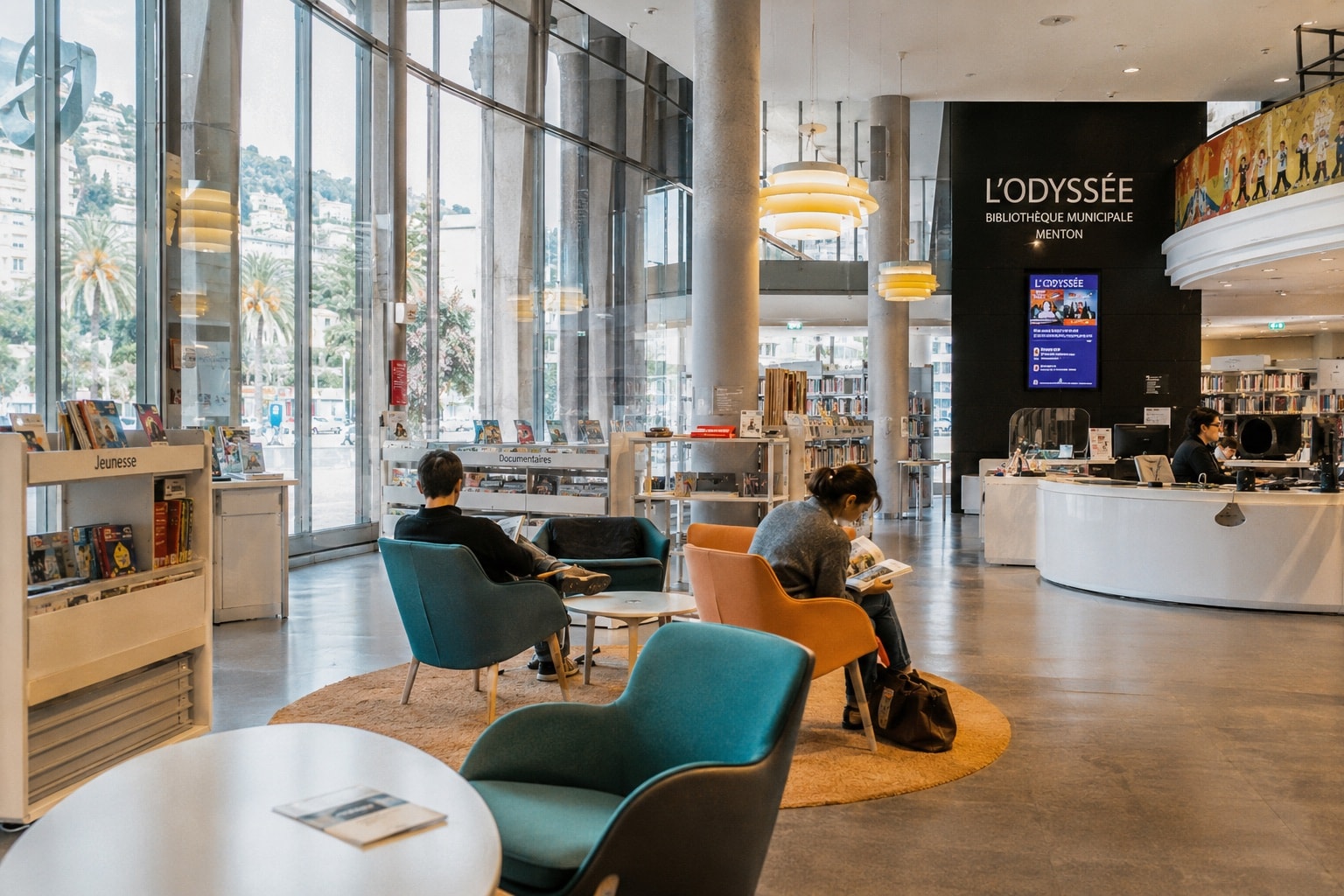 Illustration of the L'Odyssee municipal library in Menton