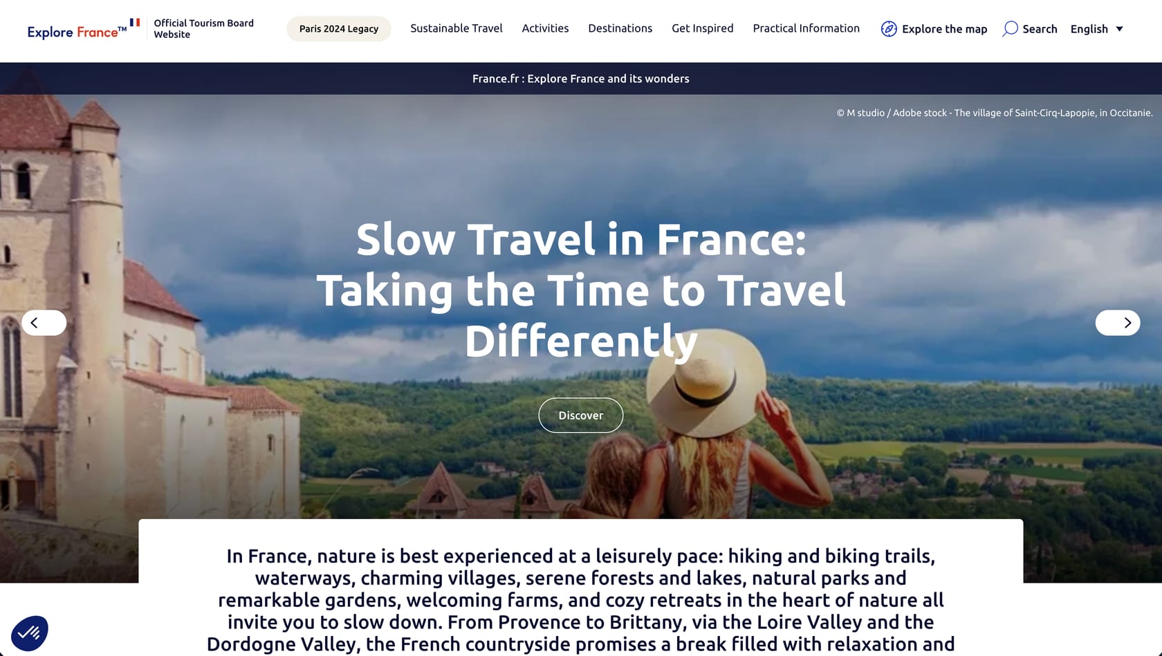 France.fr tourism portal snapshot