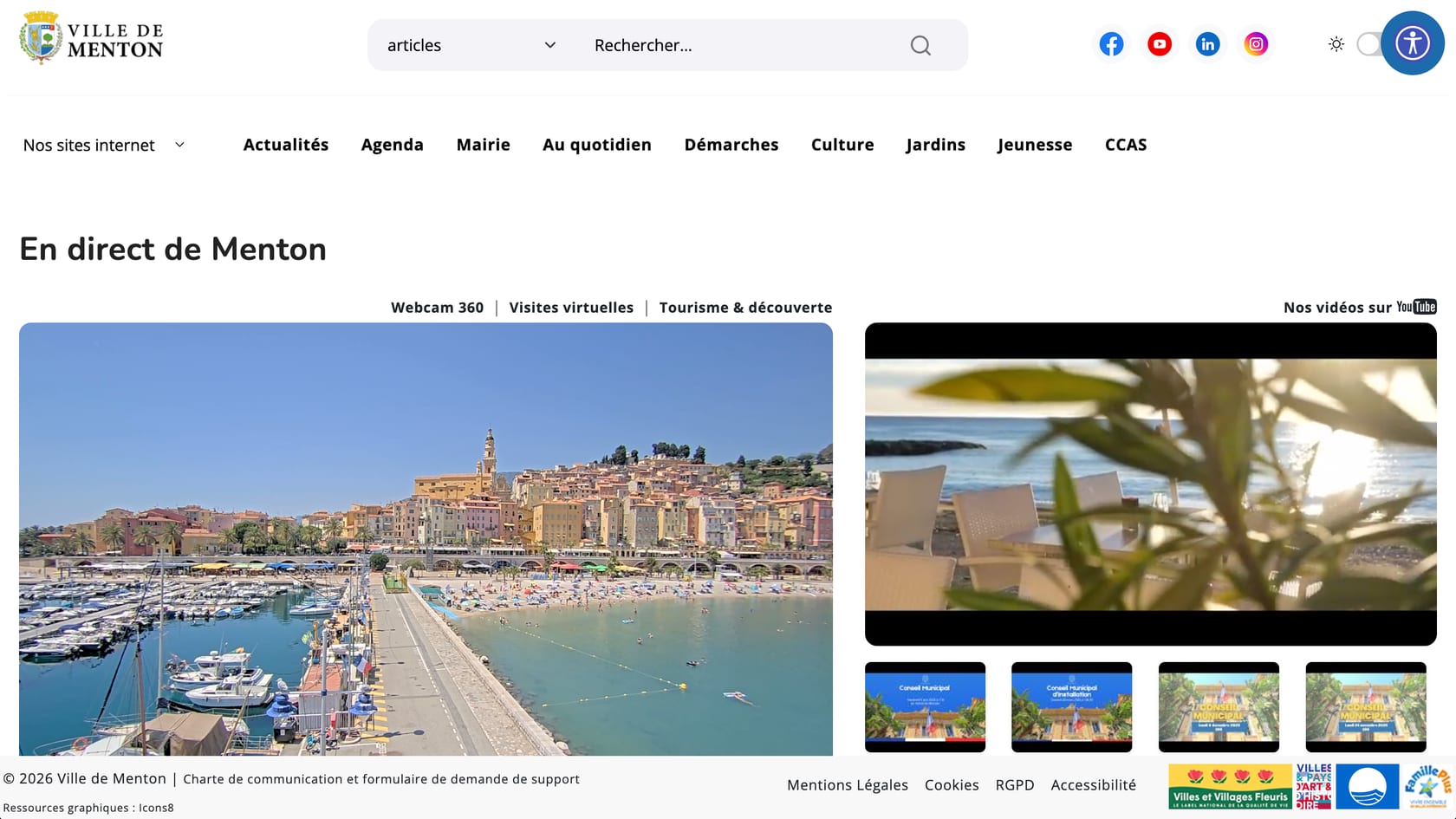 Menton municipal website snapshot
