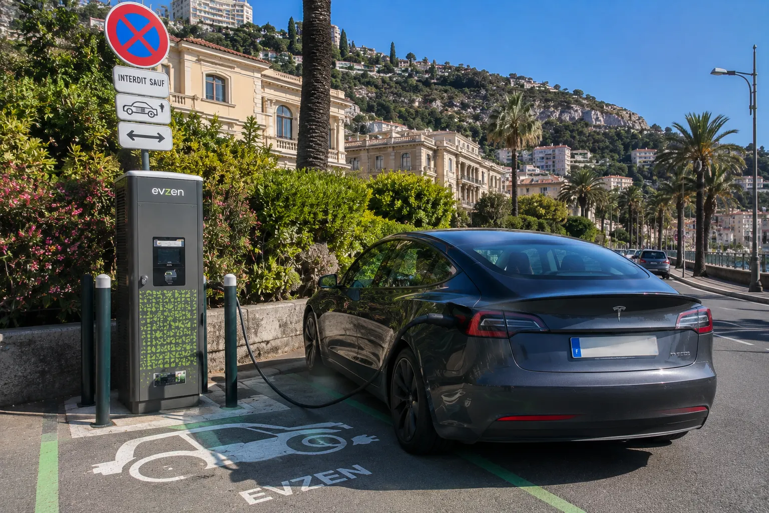 Illustration of EV charging at Parking Baden-Baden in Menton