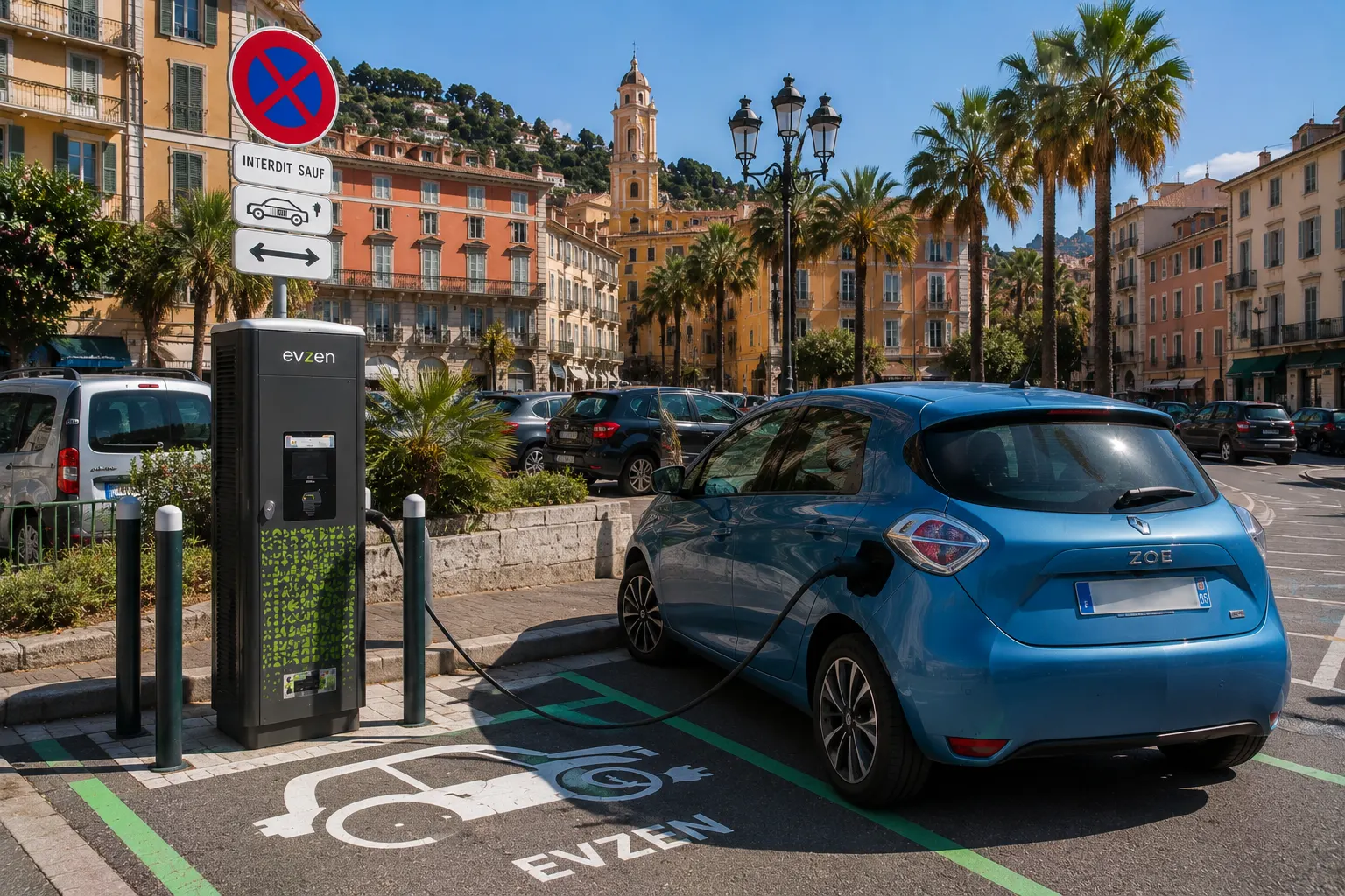 Illustration of EV charging at Parking Place d'Armes in Menton