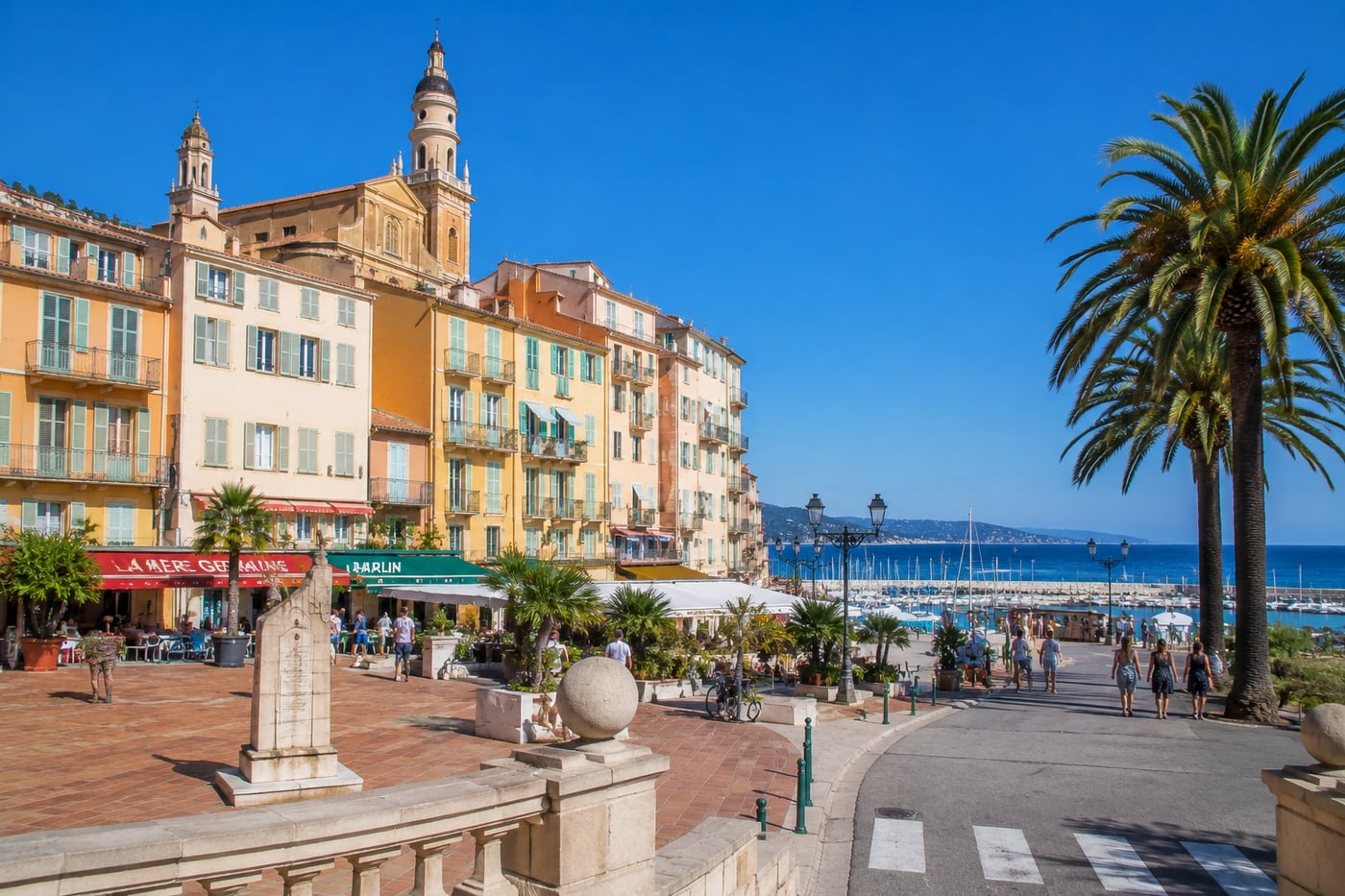 Place du Cap between Menton's old town and old port