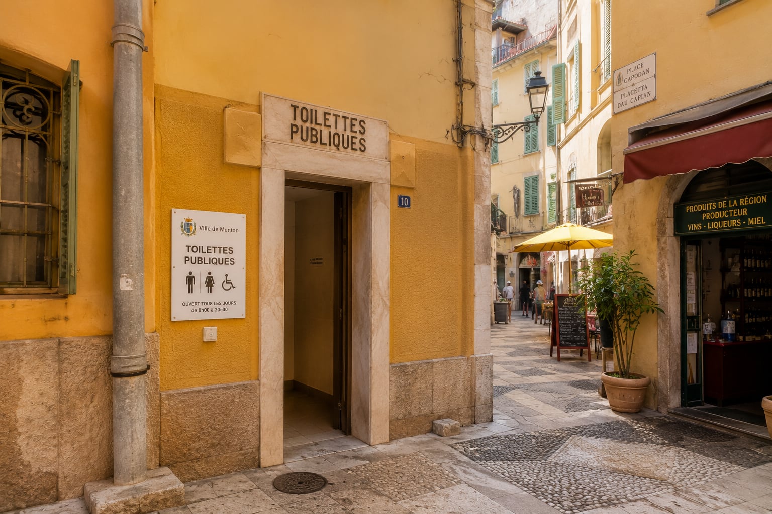 Illustration of public toilets in Menton's Old Town