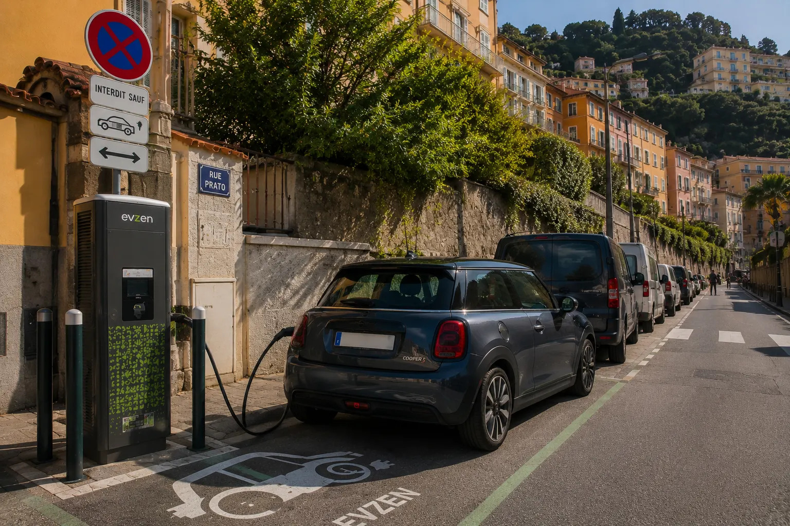 Illustration of the Rue Prato EV charging point in Menton