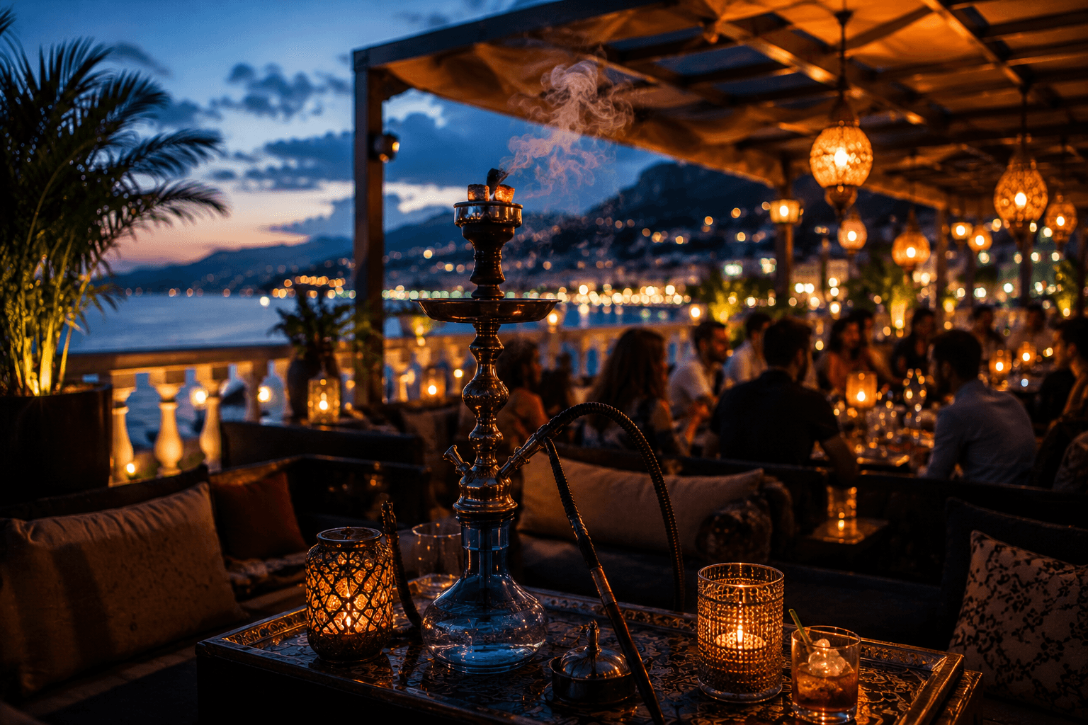 Adult evening spots for shisha and hookah near Menton, including coastal and city options