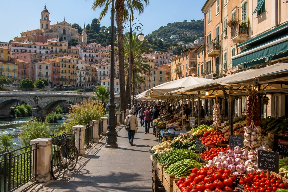 Illustration of Ventimiglia on the Italian Riviera