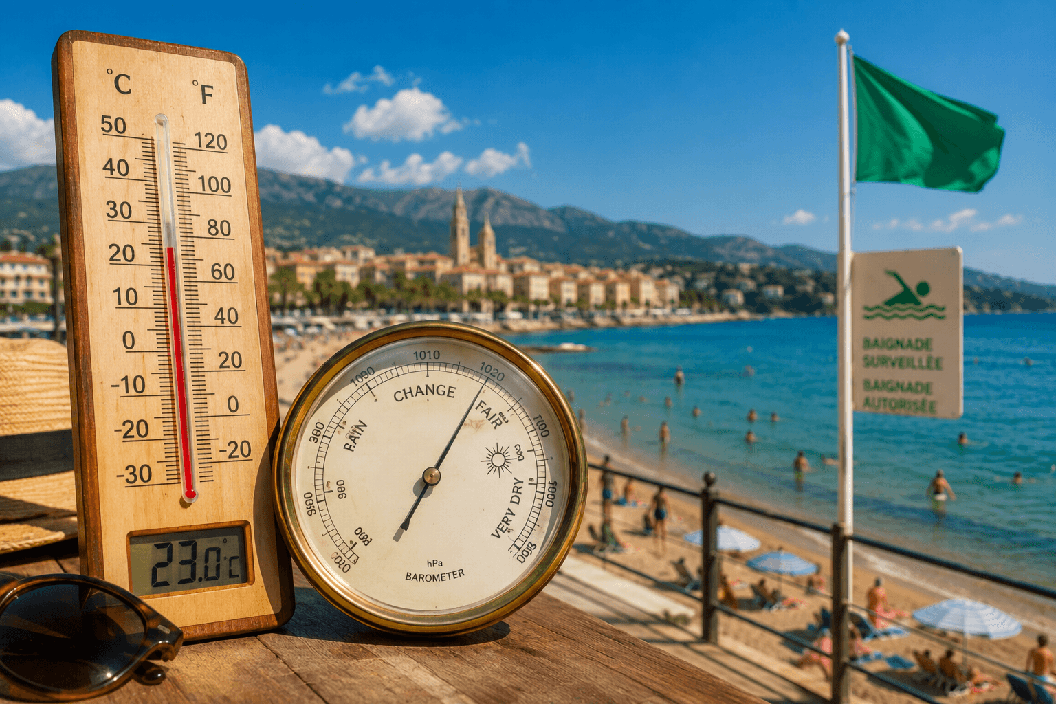Menton weather over the Mediterranean